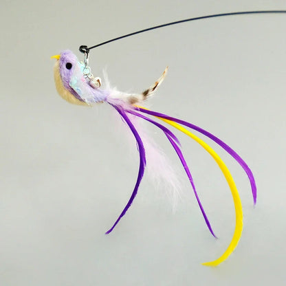 Suction Cup Bird Feather Cat Wand Toy – Interactive Kitten Hunting Toy with Bell