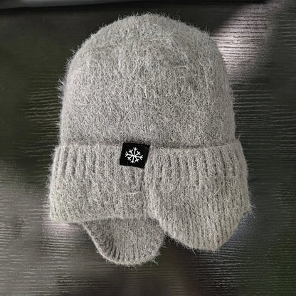 Women's Earflap Beanie – Faux Fur Knit Winter Hat