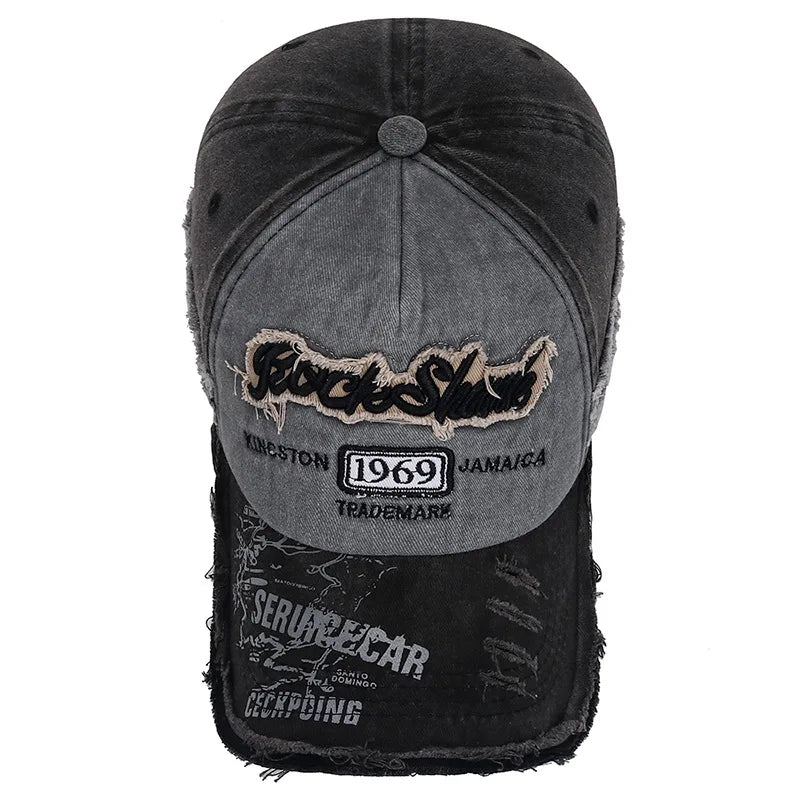 Vintage Washed Baseball Cap – Embroidered Letter Distressed Hat