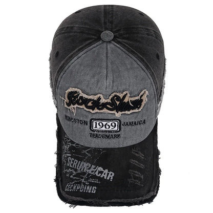 Vintage Washed Baseball Cap – Embroidered Letter Distressed Hat