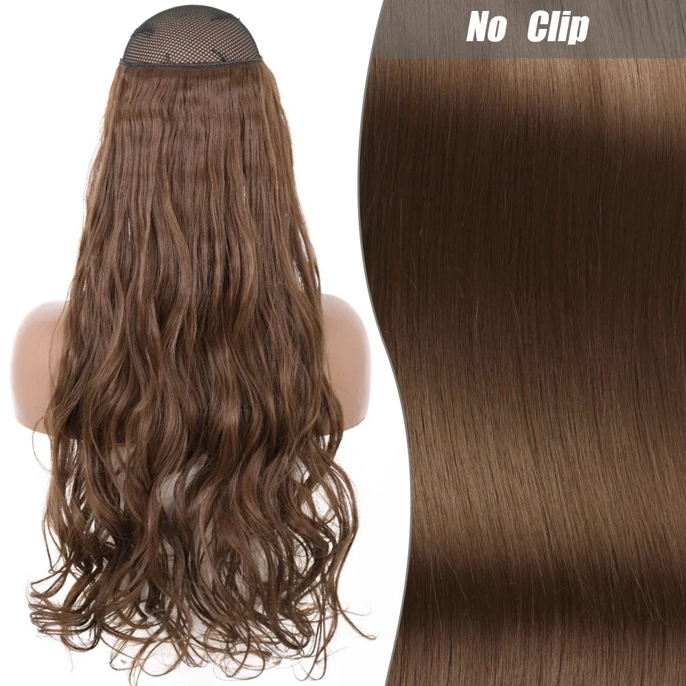 Clip-Free Straight Hair Extension Long Synthetic Hairpiece