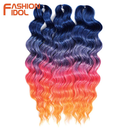 24 Inch Water Wave Crochet Braiding Hair Extensions – Synthetic Ombre