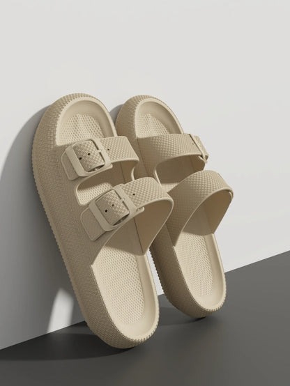 Thick Sole Sandals – Non-Slip Double Strap Slides for Men & Women