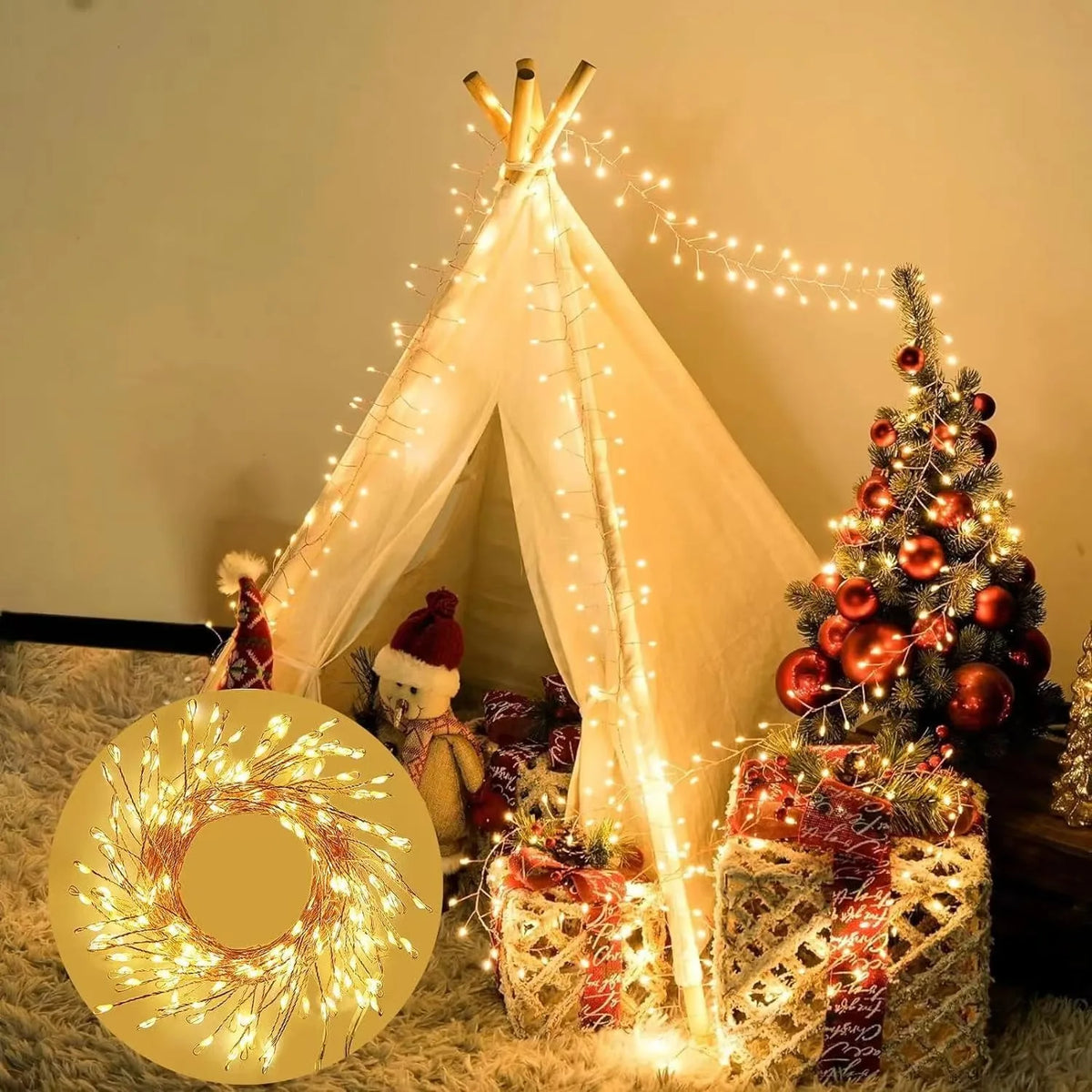 USB Firecracker Fairy String Lights with Remote Control for Wedding Party Garden
