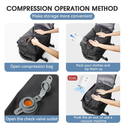 Vacuum Compression Travel Backpack – Large Capacity Expandable Laptop Bag for Men & Women