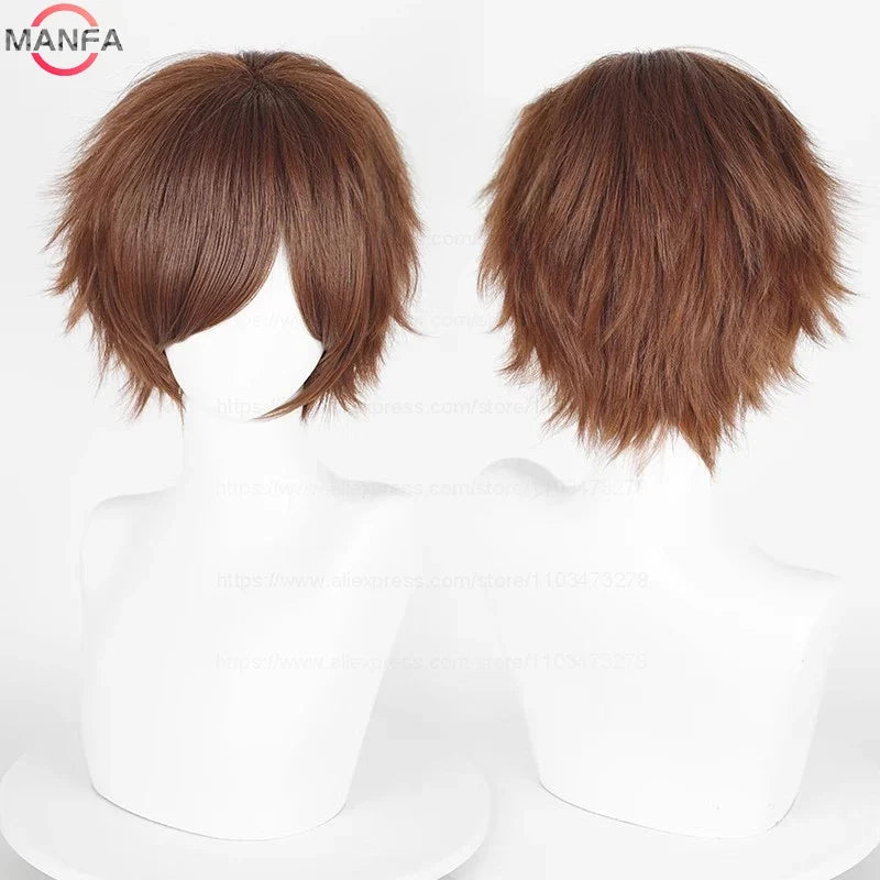 Short Straight Anime Cosplay Wig – 30cm, Multiple Colors for Men & Women