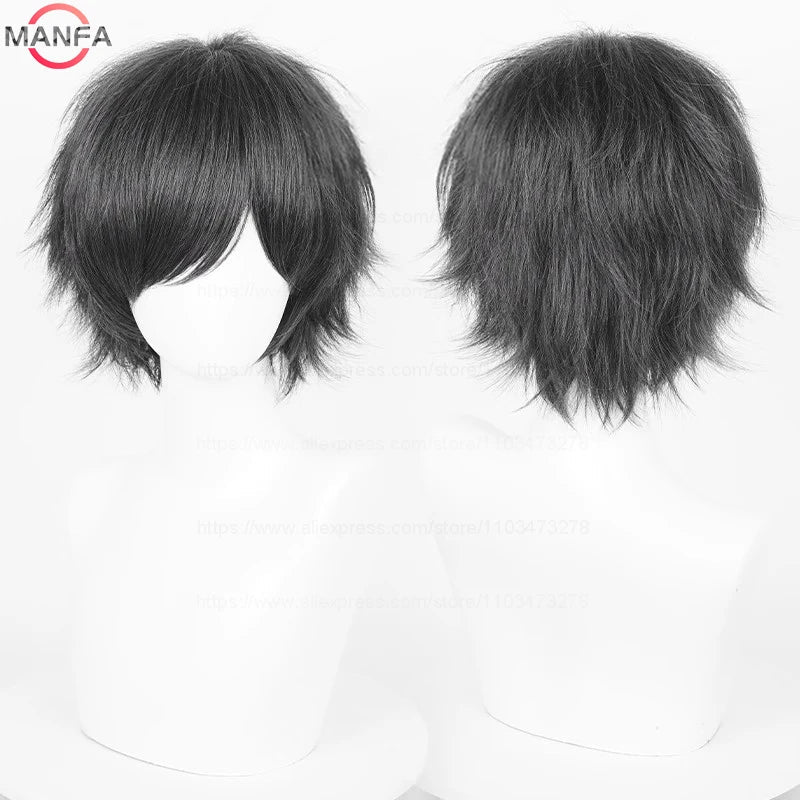 Short Straight Anime Cosplay Wig – 30cm, Multiple Colors for Men & Women