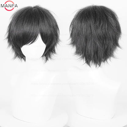 Short Straight Anime Cosplay Wig – 30cm, Multiple Colors for Men & Women