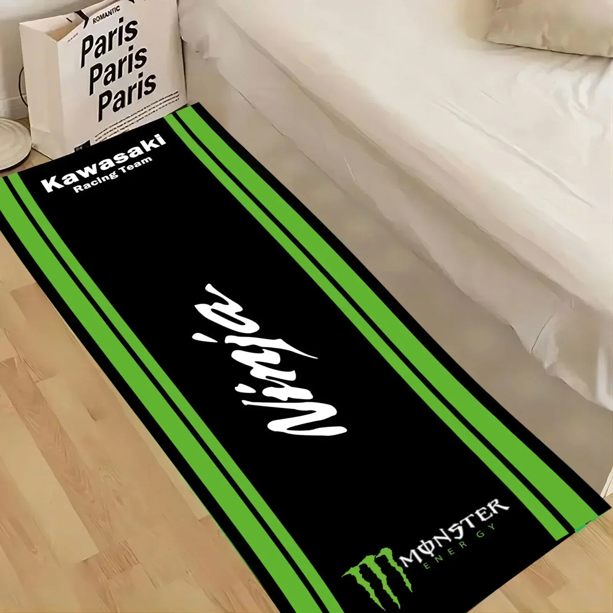 Kawasaki Motorcycle Area Rug Anti-Slip Floor Mat for Garage & Home Decor
