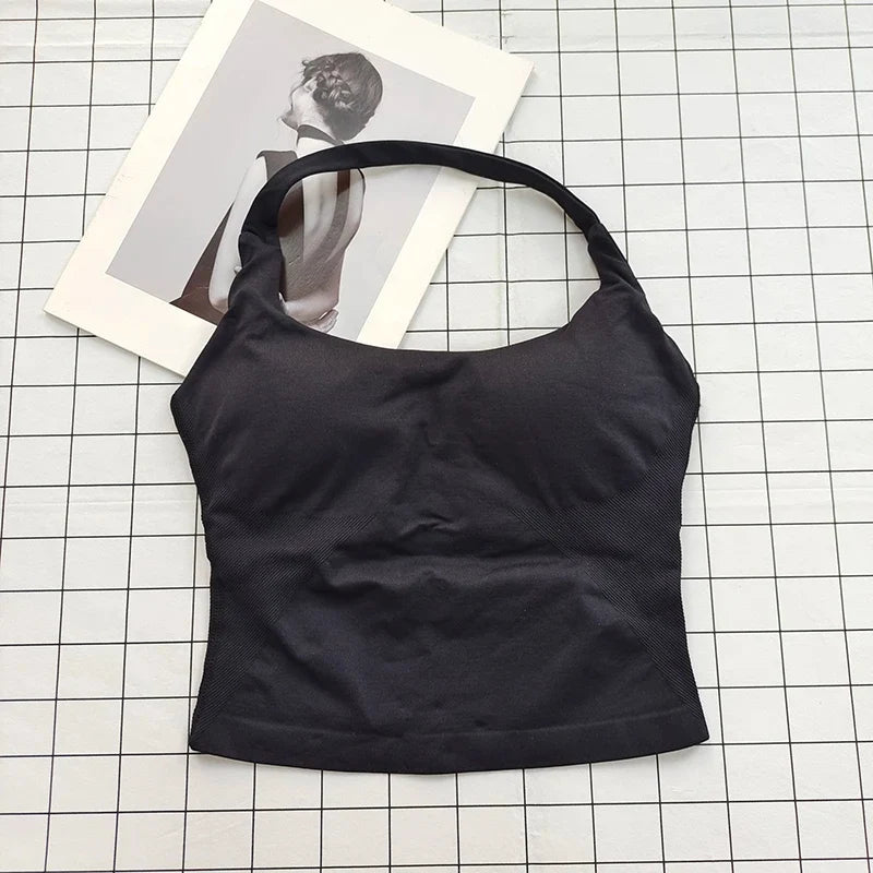 Women's Halter Neck Sports Bra Crop Top with Padding