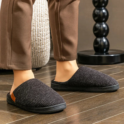 Memory Foam Winter Slippers for Men – Warm Fleece-Lined Indoor Shoes