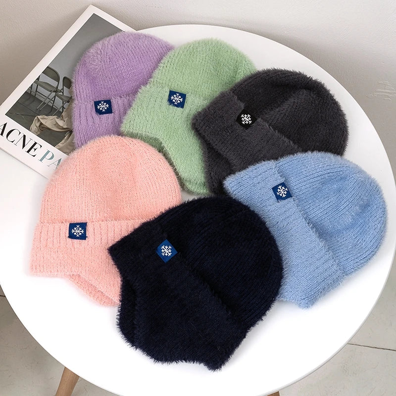 Faux Fur Earflap Beanie Hat – Soft Knit Winter Hat for Women