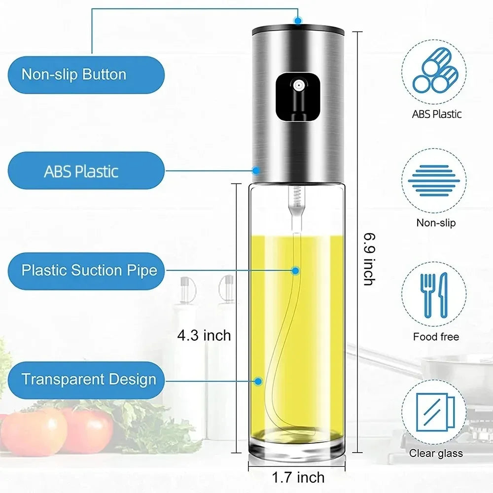 Glass Oil Spray Bottle – 100ml Kitchen Olive Oil Mister for Cooking & BBQ