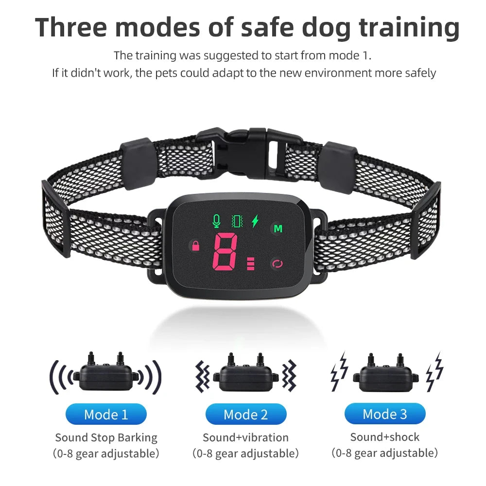 Anti-Bark Dog Collar – Smart Automatic Bark Stopper with HD Display
