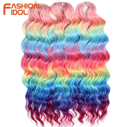 24 Inch Water Wave Crochet Braiding Hair Extensions – Synthetic Ombre