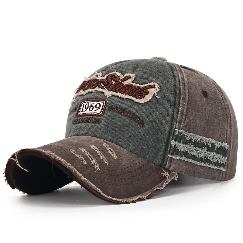 Vintage Washed Baseball Cap – Embroidered Letter Distressed Hat