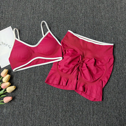Seamless Yoga Set Women 2-Piece Sports Bra & Booty Shorts
