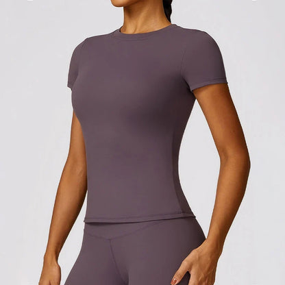 Women's Slim Fit Sports T-Shirt Short Sleeve Yoga Gym Top