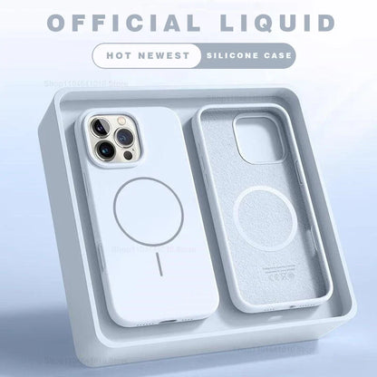 MagSafe Liquid Silicone iPhone Case – Shockproof Magnetic Cover for iPhone 11–17 Series