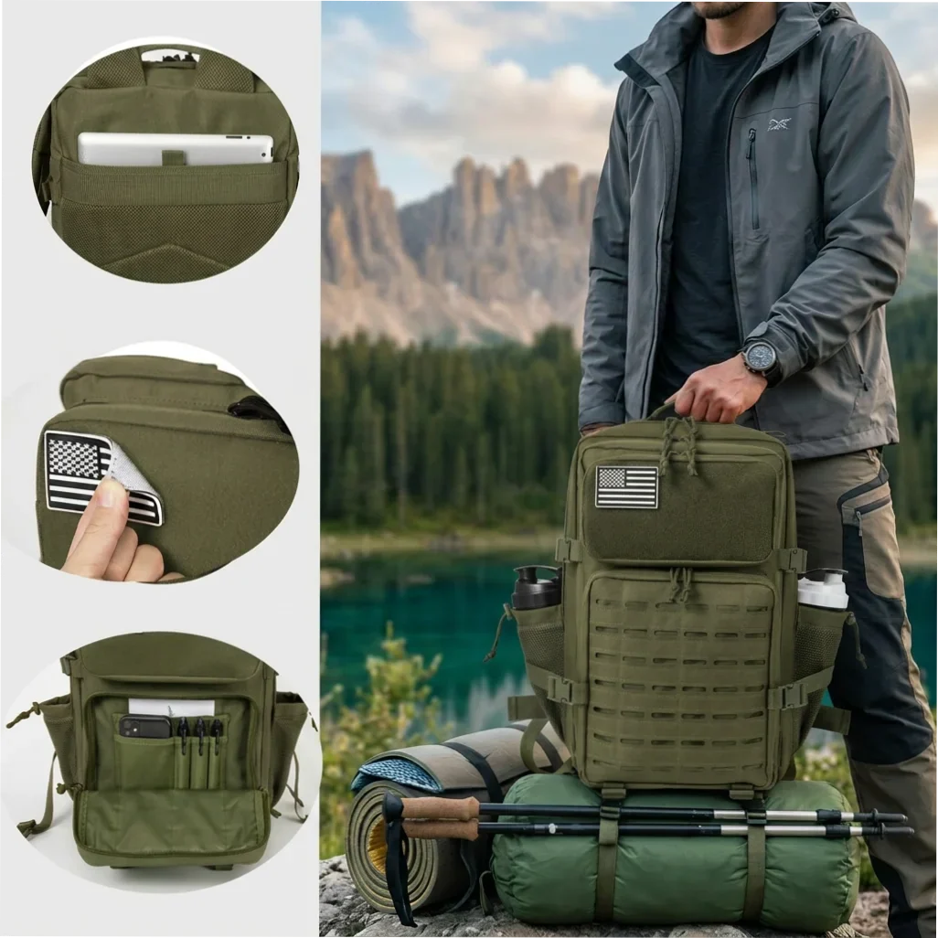 45L Tactical Backpack – MOLLE Hiking & Camping Bag for Men