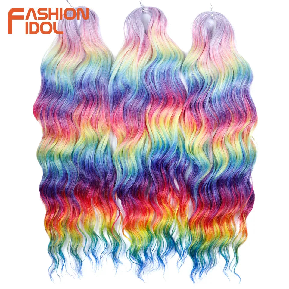 24 Inch Water Wave Crochet Braiding Hair Extensions – Synthetic Ombre