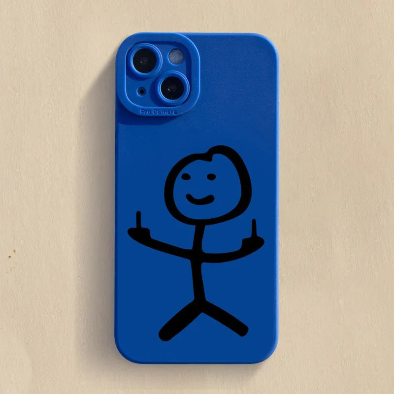 Cartoon Matchman Matte Silicone iPhone Case – iPhone 11 to 17 Series