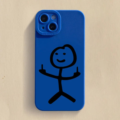Cartoon Matchman Matte Silicone iPhone Case – iPhone 11 to 17 Series