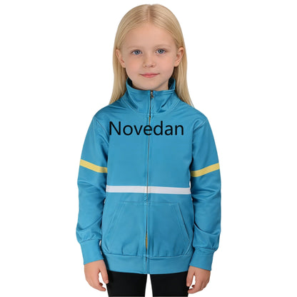 Max Mayfield Inspired Blue Zip-Up Hoodie Costume for Kids Halloween Cosplay Outfit