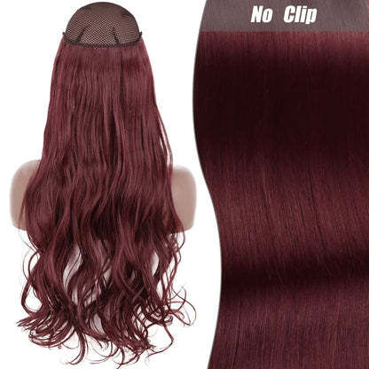 Clip-Free Straight Hair Extension Long Synthetic Hairpiece