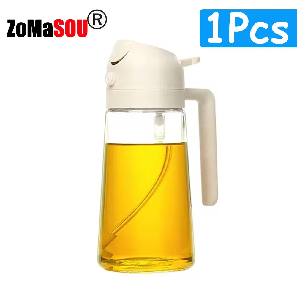 2-in-1 Oil Sprayer & Pourer Bottle – Glass Dispenser for Kitchen & BBQ