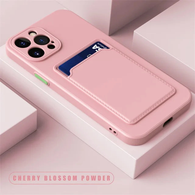 Silicone Wallet iPhone Case with Card Holder Slot