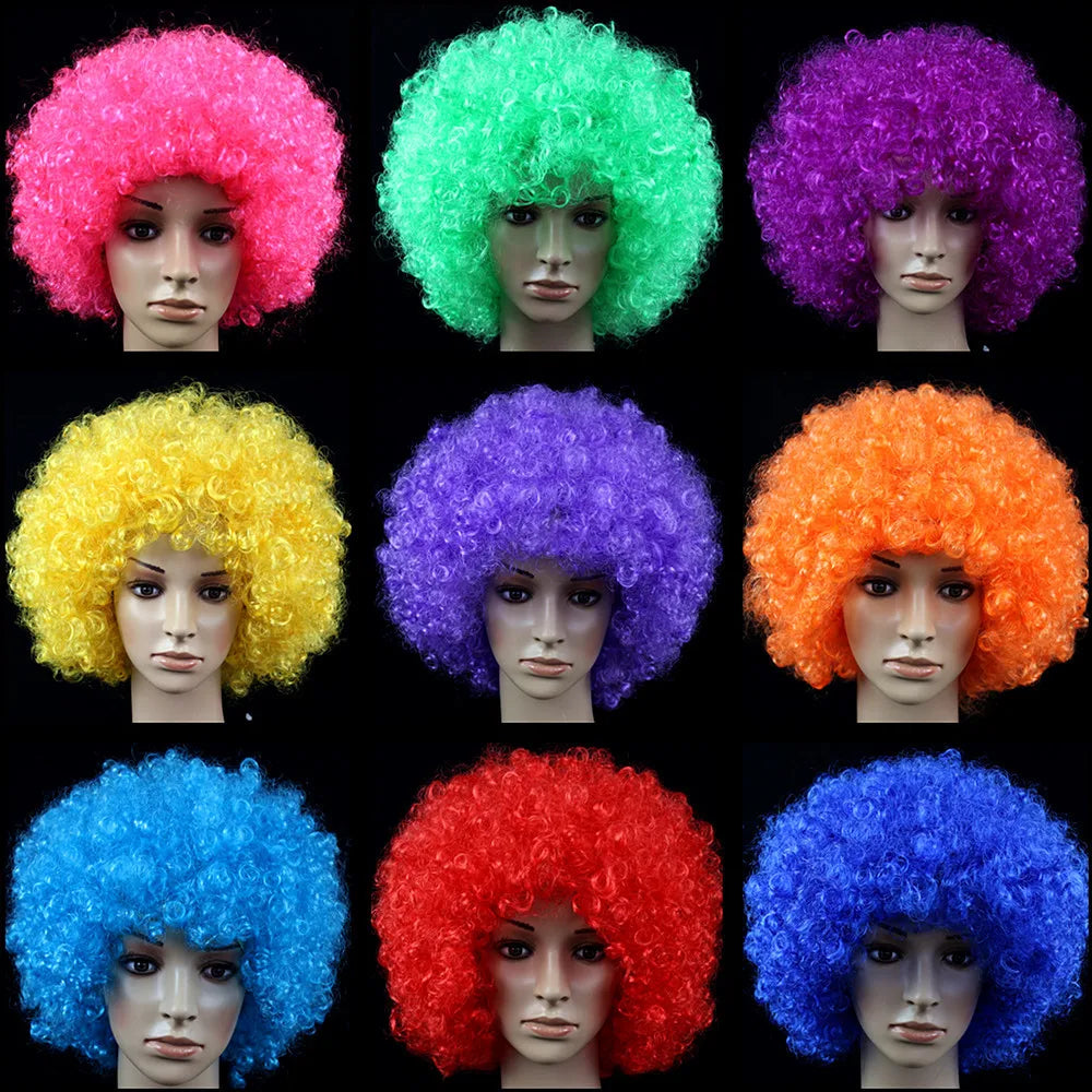 Colorful Afro Curly Cosplay Wig – Short Synthetic Party Wig