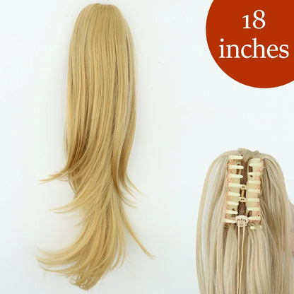 Claw Clip Ponytail Extension 24 Inch Wavy Synthetic Hair Heat Resistant