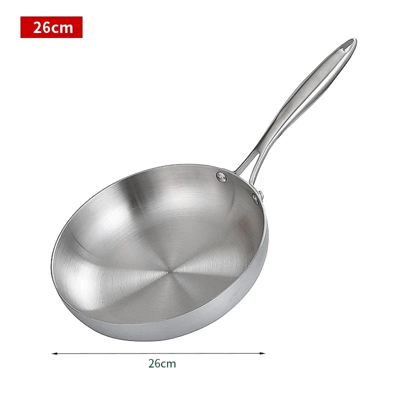 304 Stainless Steel Uncoated Frying Pan – Healthy Cookware for Gas & Induction