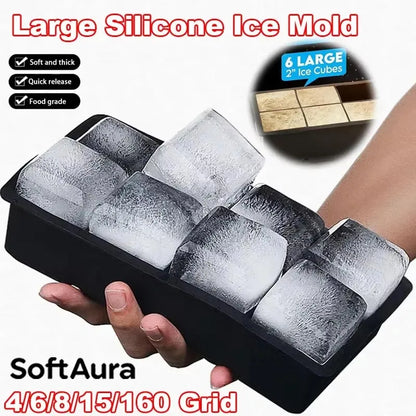 Silicone Ice Cube Tray – Flexible BPA-Free Mold, Multiple Grid Sizes