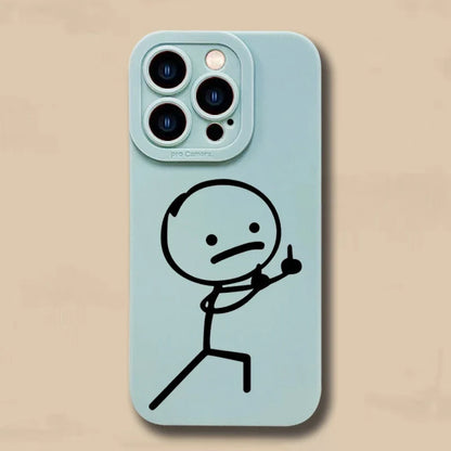 Cartoon Matchman Matte Silicone iPhone Case – iPhone 11 to 17 Series