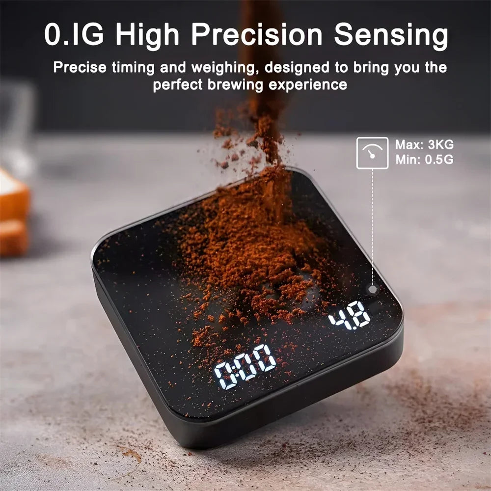 Digital Coffee Scale with Timer, LED Display & USB Charging