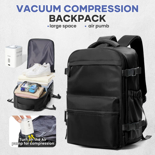 Vacuum Compression Travel Backpack – Large Capacity Expandable Laptop Bag for Men & Women