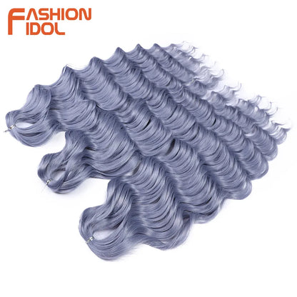 24 Inch Water Wave Crochet Braiding Hair Extensions – Synthetic Ombre