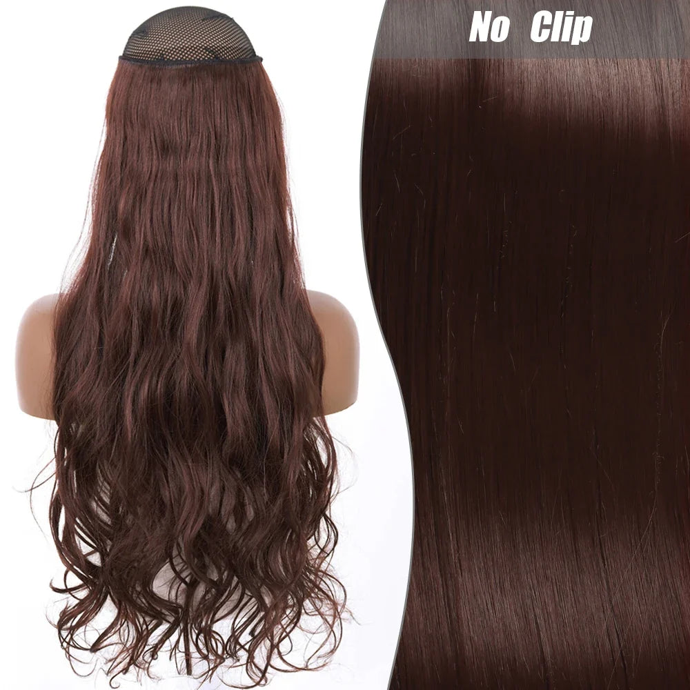 Clip-Free Straight Hair Extension Long Synthetic Hairpiece