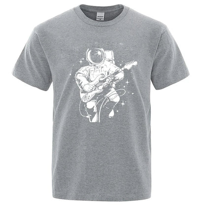Astronaut Playing Guitar Graphic T Shirt Cotton Blend Tee