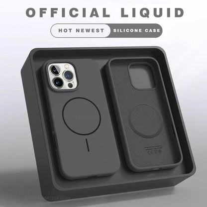 MagSafe Liquid Silicone iPhone Case – Shockproof Magnetic Cover for iPhone 11–17 Series
