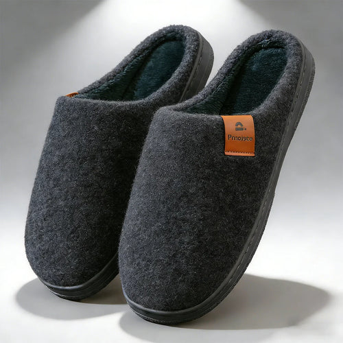 Men's Winter Warm Slippers – Fleece-Lined Non-Slip Indoor House Shoes