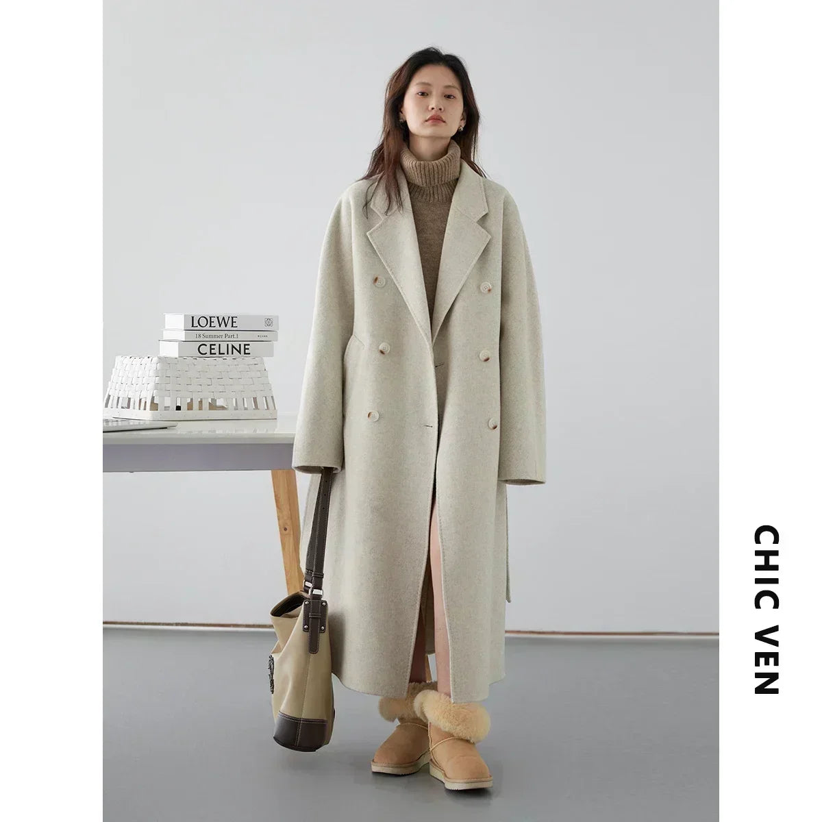 Women's Long Double-Sided Wool Coat – Retro Loose Overcoat