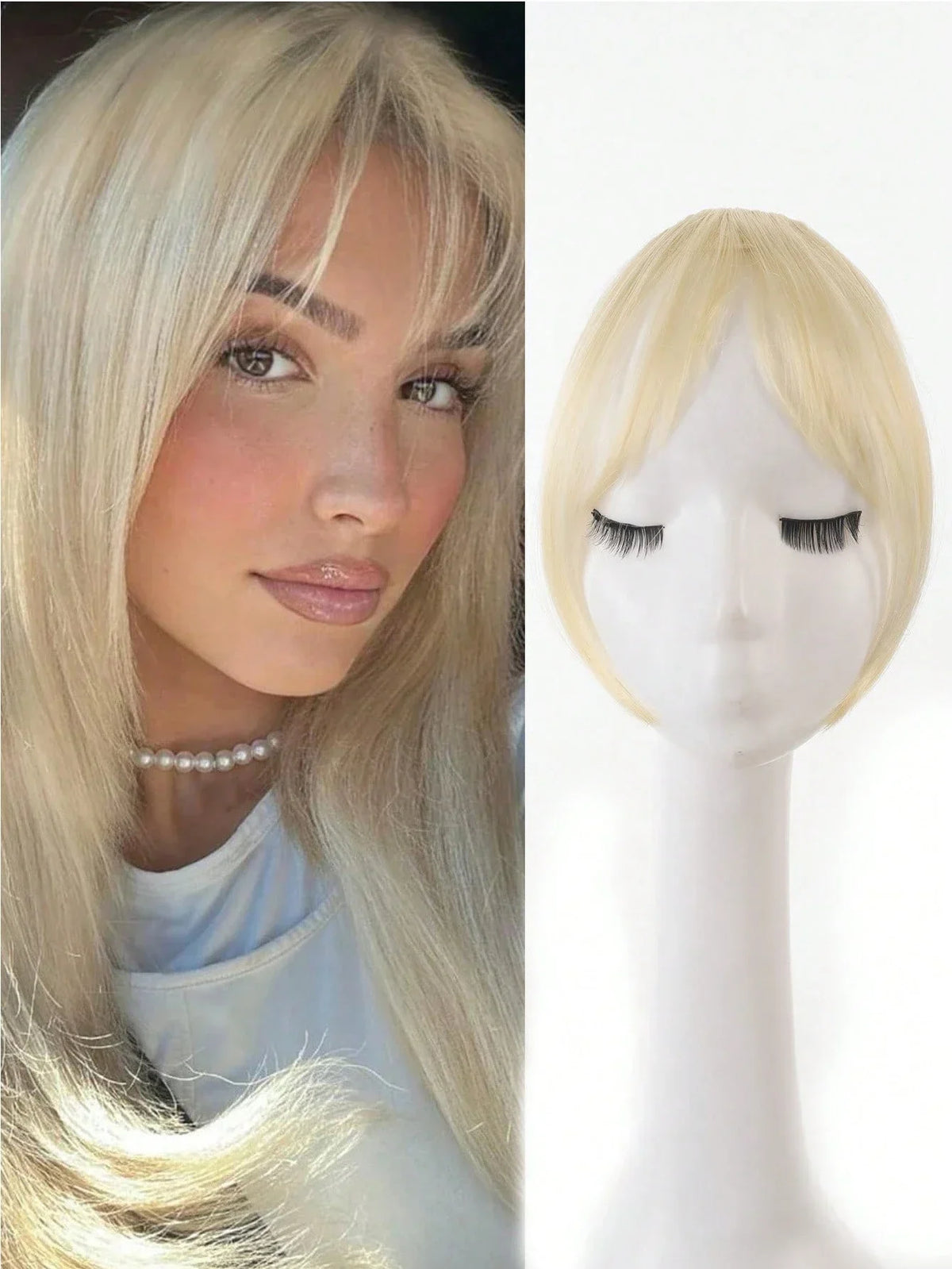 Clip-In Bangs Hair Extension Natural Seamless Side Swept Fringe