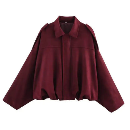 Women's Oversized Suede Texture Batwing Coat