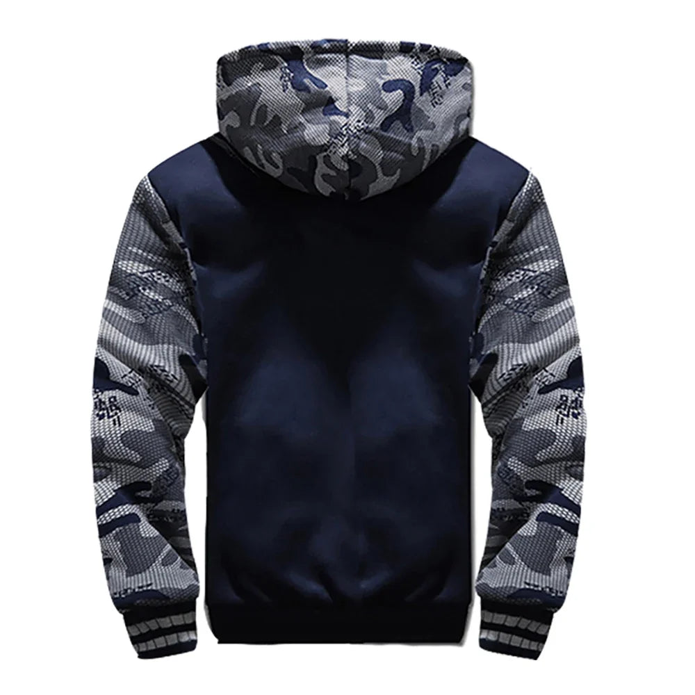Men's Fleece-Lined Camouflage Winter Hoodie Jacket