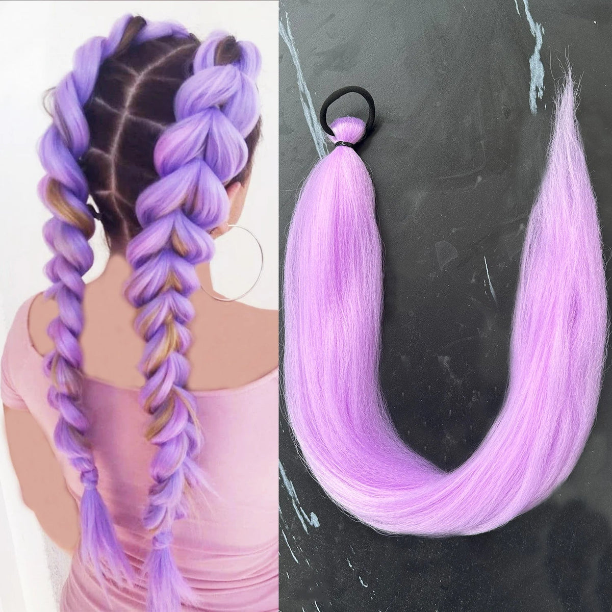 Synthetic Braiding Ponytail Hair Extension 28 Inch Colorful DIY