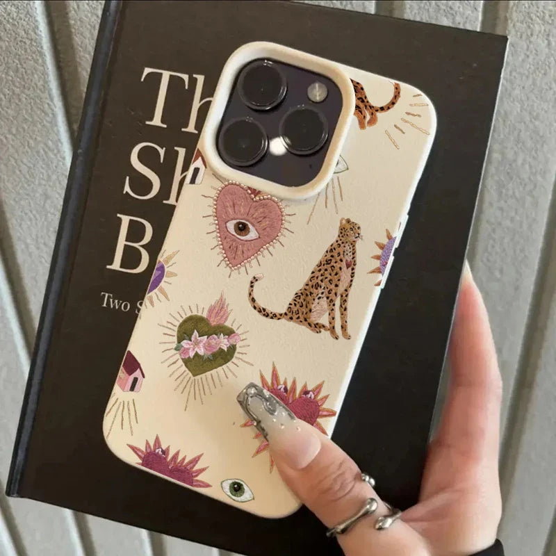 Leopard Evil Eye iPhone Case – Aesthetic Boho Silicone Cover