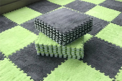 Soft Plush Interlocking Play Mat Tiles for Kids & Toddlers